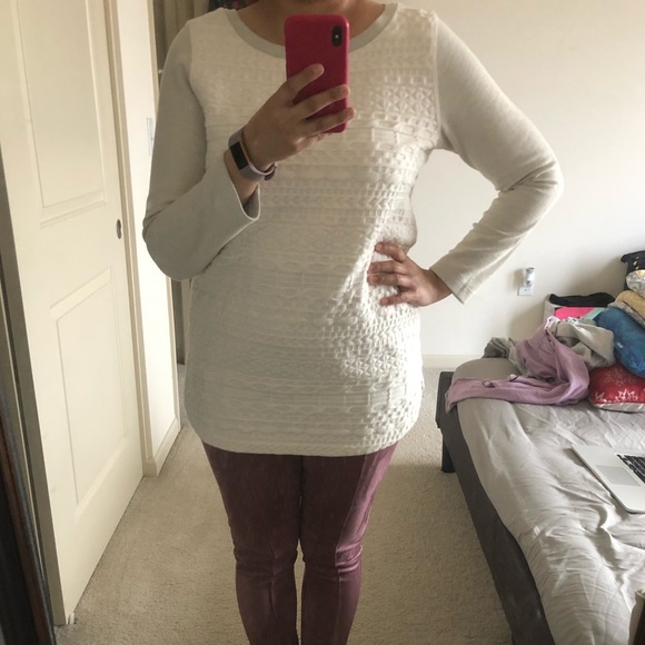 NWOT MERONA ivory grey tunic thick jersey top L - Picture 8 of 8